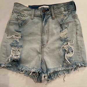 Aphrodite Light Blue Distressed Jean Shorts